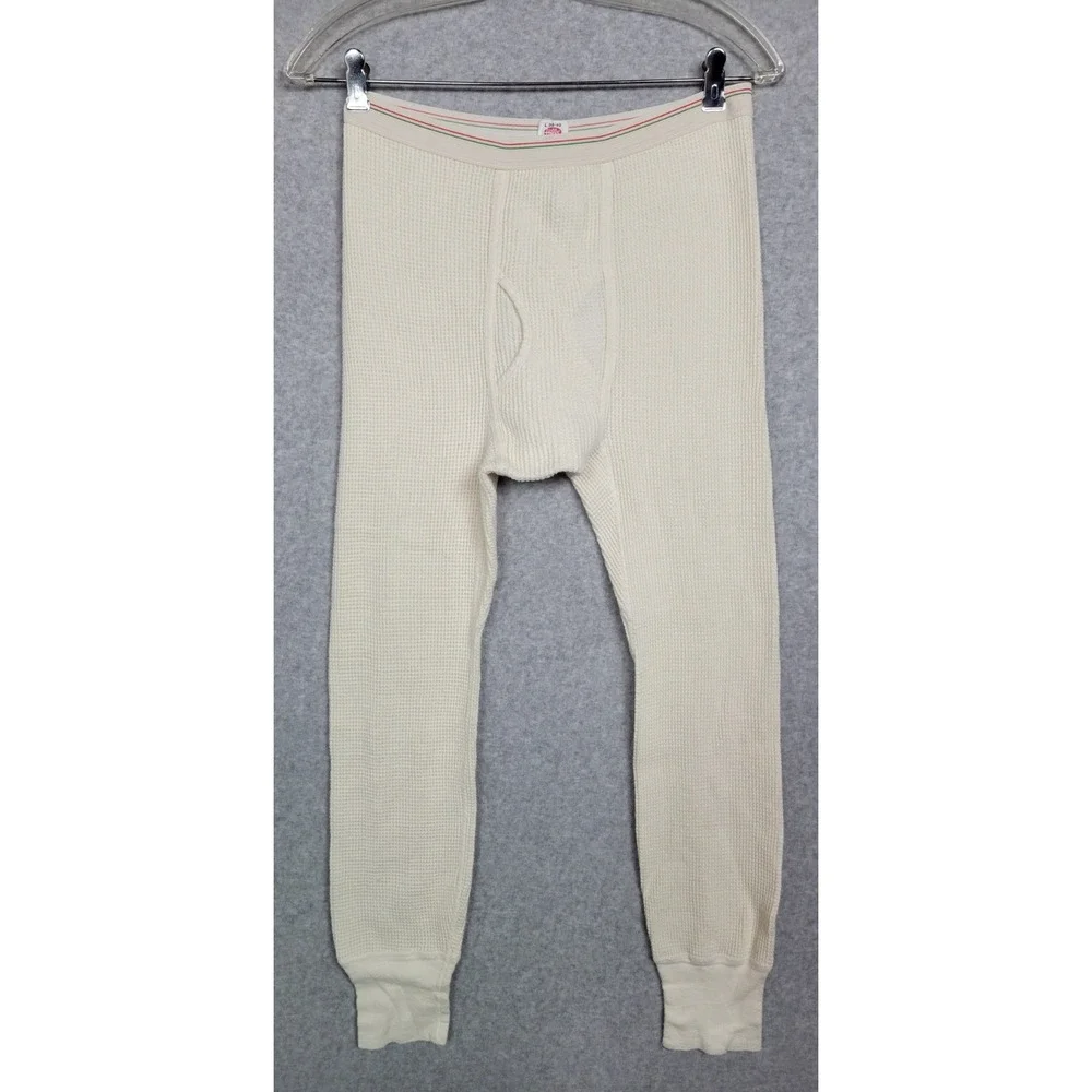 Vtg‎ Hills Store Mens White Cotton Thermal Long Johns Waffle Knit Cotton USA L